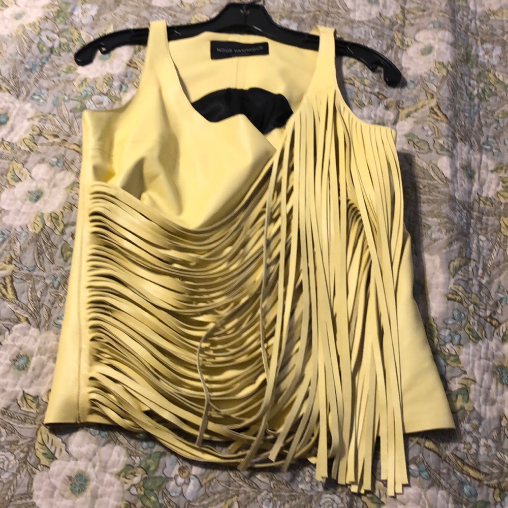 Nour Hammour lambskin fringe tank size 36